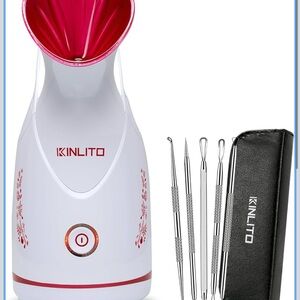 Facial Steamer with Blackhead Remover Kit - White and Pink